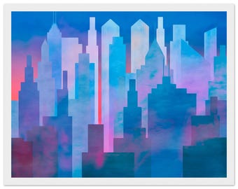Framed Print, art, home decor, wall art, cityscape, 11x14″