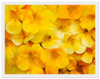 Framed Print, art, home decor, wall art, yellow, flowers 11x14″