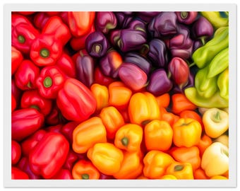 Framed Print, art, home decor, wall art, peppers, farmer's market, 11x14″