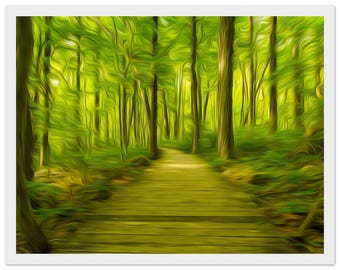 Wooded Path, wall hanging art for home decor, Framed Print, 11x14″