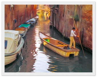 Framed Print, art, home decor, wall art, Venice, Italy, canal, 11x14″