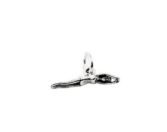Sterling Silver Swimming Girl Charm - Female Swimmer Pendant