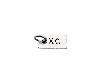 ONE (1) XC Cross Country Pendant Only - Hand Hammered Nickel Silver Add On Pendant - XC - Cross Country Charm