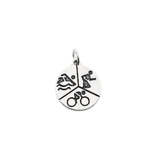 Sterling Silver SWIM BIKE RUN Triathlon Charm - Add On Charm