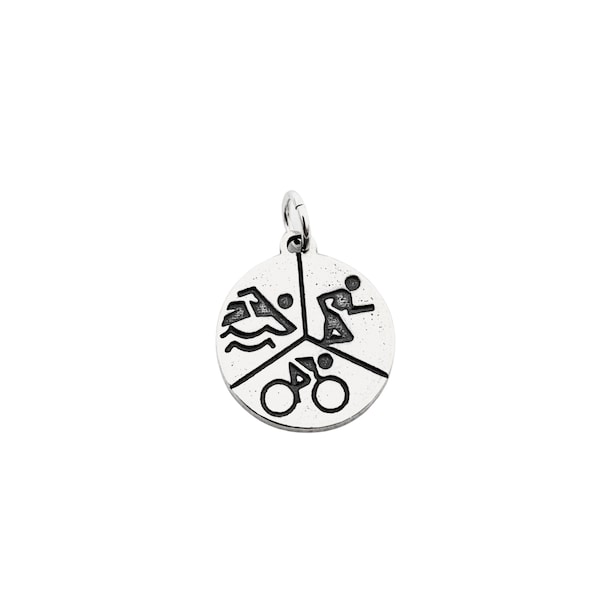 Sterling Silver SWIM BIKE RUN Triathlon Charm - Add On Charm