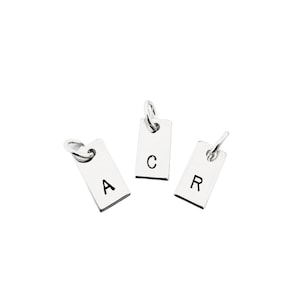 May include: Three silver charms with the letters A, C, and R engraved on them.