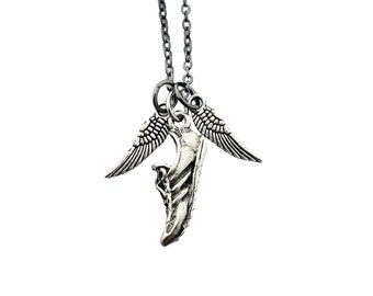 I Run with Wings on the Soles of my Shoes - Pewter Wings and Running Shoe Charms on Gunmetal Chain - Running Jewelry - Soar - I Can Fly Gift