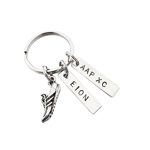 Cross Country Running Key Chain - Personalized Custom Running Key Chain - Name-School-XC or CC - Ball Chain or Round Key Ring - Team Bag Tag