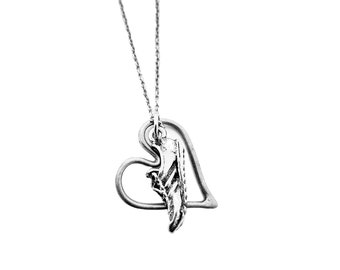 RUN WITH HEART Open Heart Necklace on Stainless Steel Cable Chain - Running Jewelry - Love to Run - New Runner - A Runner's Heart