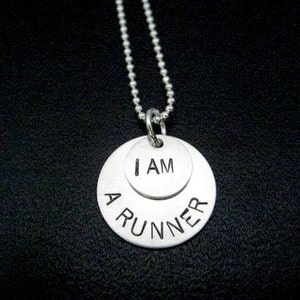 I AM A RUNNER Sterling Silver Running Necklace 16, 18 or 20 inch Sterling Silver Ball Chain Running Jewelry Runner Necklace Run Life image 1