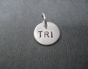 Sterling Silver TRI Choose either Tri 70.3 or 140.6 1 Add On Triathlon Charm ONE 70.3 or 140.6 Hand Stamped Charm