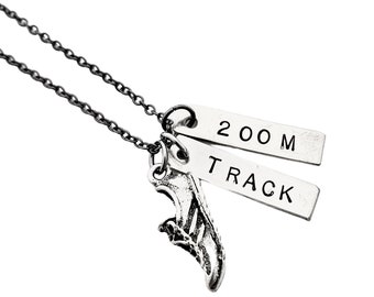 RUN TRACK 200 METER Necklace - Track Running Necklace on Gunmetal chain - Track Jewelry - 200 Meter Race - 200m - 200 m - 200 meter sprints