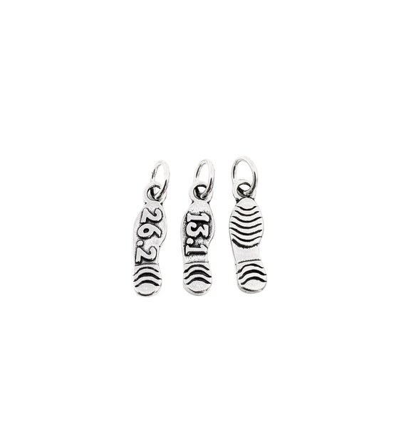 Love to Run Charm with Footprint Track Antiqued Sterling Silver - Made in the USA Love to Run Charm with Footprint Track Antiqued Sterling Silver - Made in the USA
