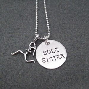 SOLE SISTER Sterling Silver Running Necklace - 16, 18 or 20 inch Sterling Silver Ball Chain - Running Jewelry - Running Buddy - Run Partner