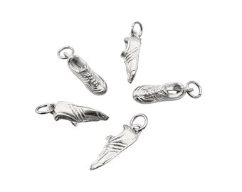 Small Pewter RUNNING Shoe Charm - Choose Only 1 - Set of 5 - Set of 10 - Set of 5 Shown - Small Shoe Charm(s) with Jump Ring - Pewter Shoe