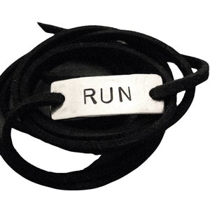 RUN Wrap Bracelet - Running Jewelry - Unisex Running Gift -  Nickel Silver Pendant on 3 feet of Micro Fiber Suede - Cross Country - Runners