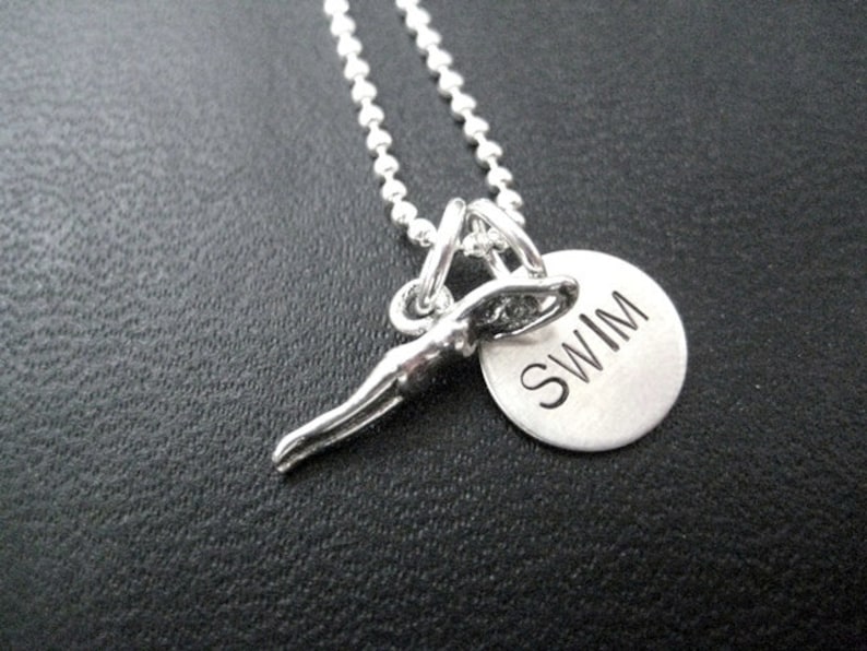 SWIM GIRL SWIM Sterling Silver Swimming Jewelry 16 18 or Etsy