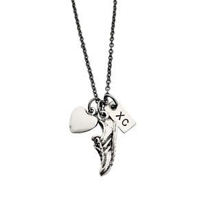 Love to Run XC Cross Country Necklace - 3 Pendants on Gunmetal Chain - Cross Country Team - XC Summer Practice - XC Team - Cross Country
