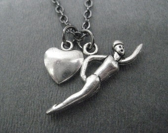 LOVE TO SWIM Necklace  - Triathlon Jewelry - Swim Jewelry - Triathlete Necklace - 18 inch gunmetal chain - Swim Team Necklace