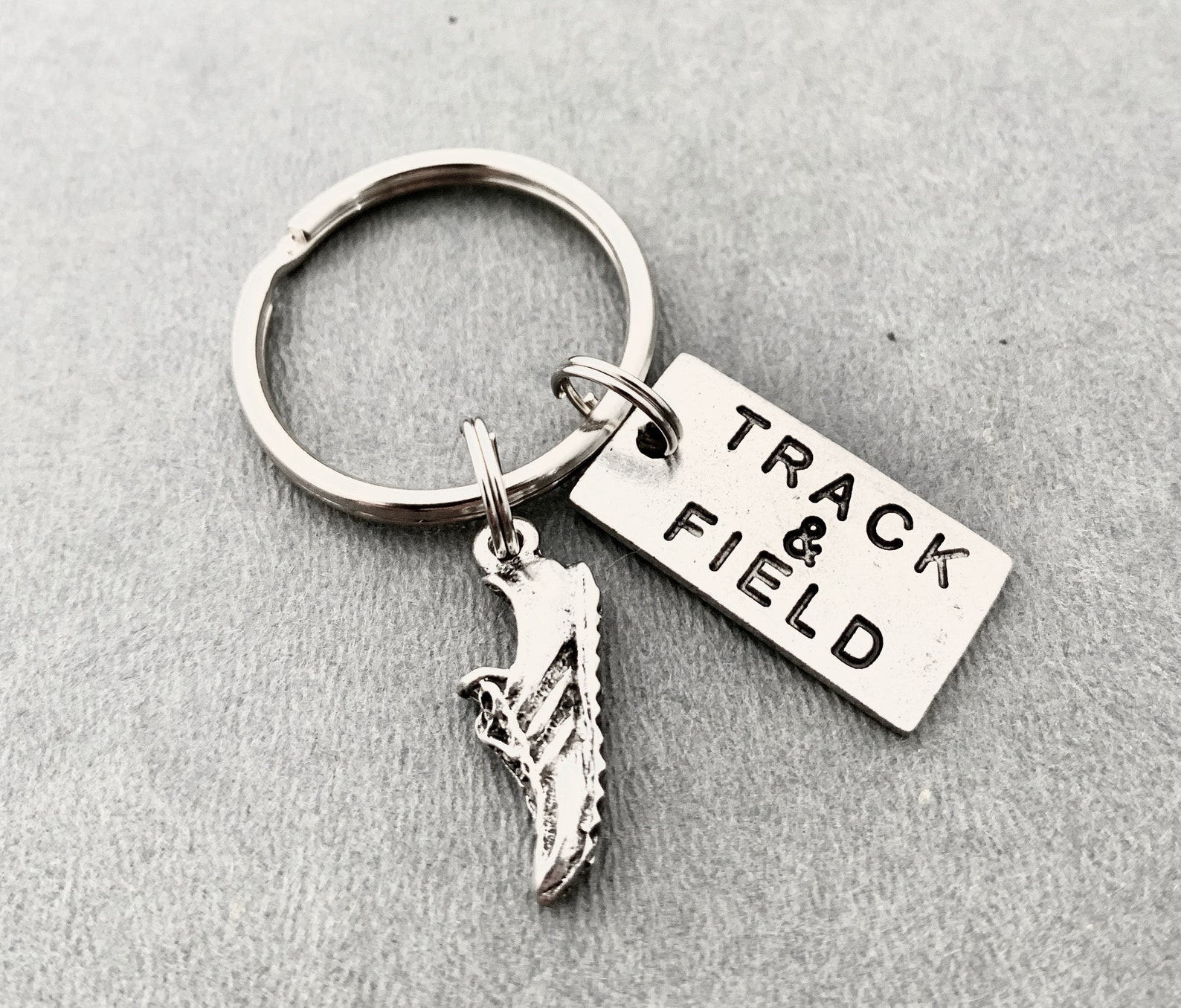 Track Key Ring TRACK & FIELD Pewter Key Chain / Bag Tag - Ball Chain or Key Ring ...