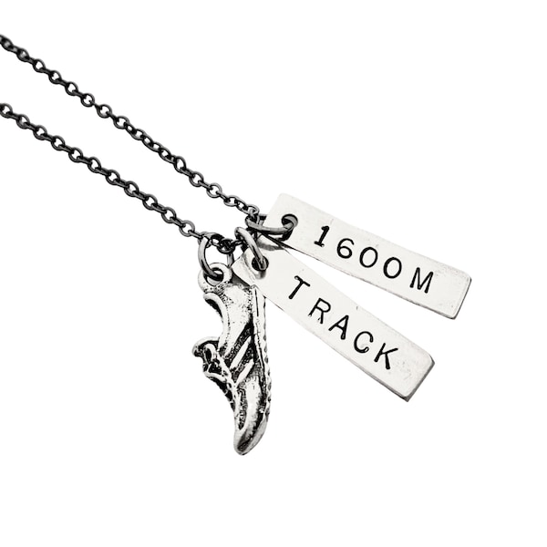 TRACK DISTANCE or EVENT Necklace - Heart or Shoe Charm - Track Event or Track Distance - Track Coach - Team - T & F - Track and Field - Race