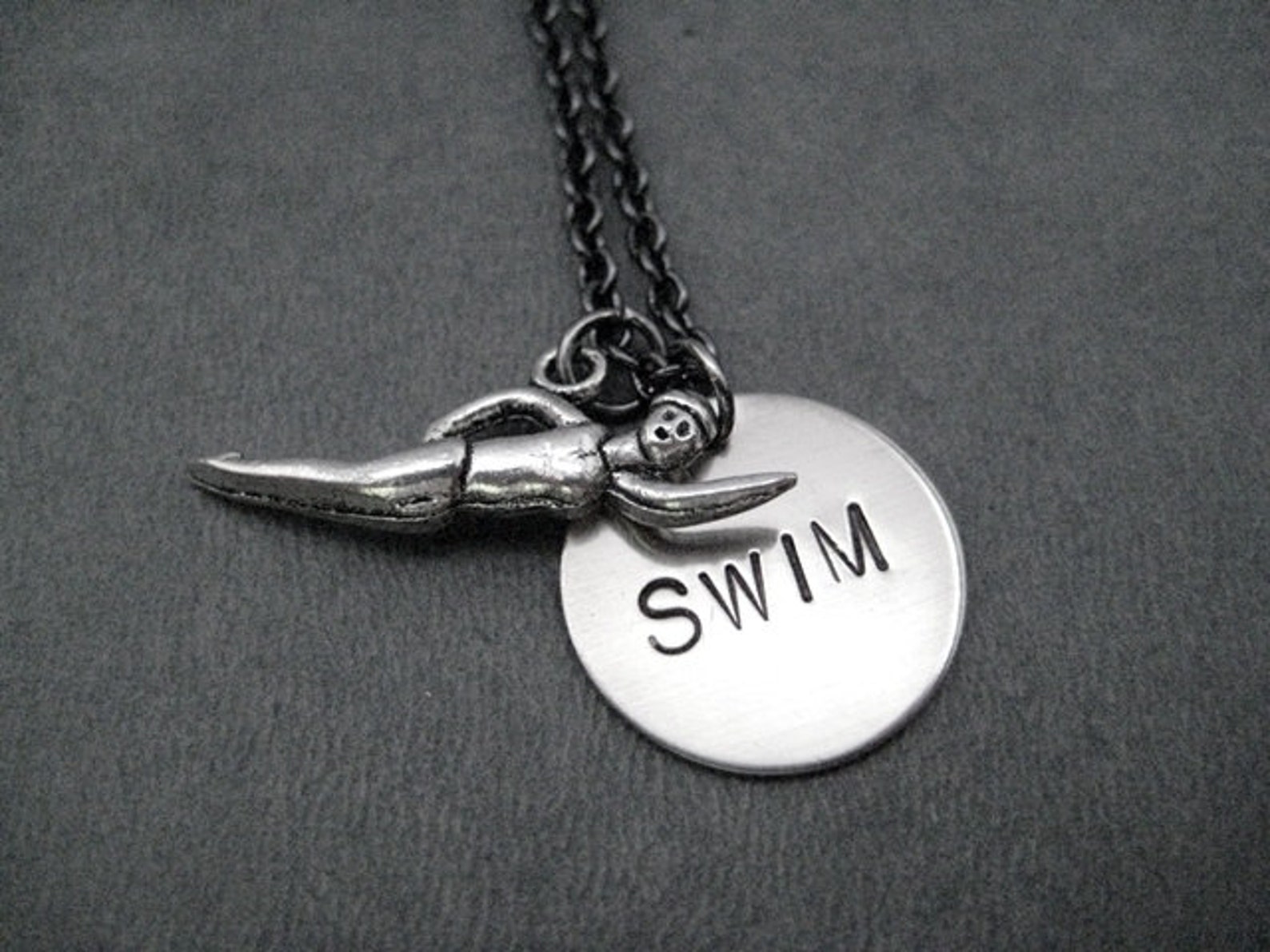 SWIM Girl SWIM Necklace Swimming Necklace With Swimmer Girl Etsy