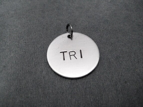 ONE (1) TRI Round Nickel Silver Pendant - Choose TRI, 140.6