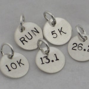 ONE (1) Sterling Silver RUN, 5k, 10k, 13.1, 26.2 or XC Hand Stamped ...