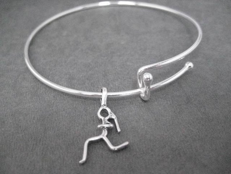 Runner Girl Expandable Bangle Bracelet Sterling Charm With Etsy