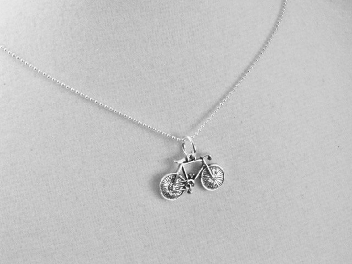 BIKE JUST BIKE Sterling Silver Bicycle Necklace Choose 16 Etsy