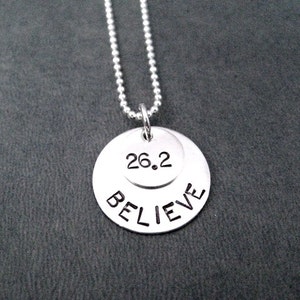 26.2 BELIEVE in the MARATHON Sterling Silver Necklace - Choose 16, 18 or 20 inch Sterling Silver Ball Chain - Marathon Necklace Run Jewelry