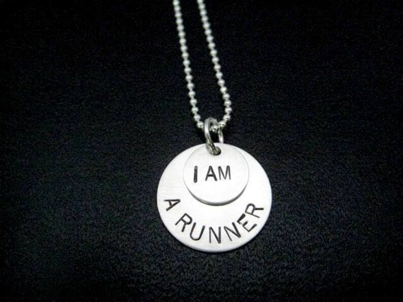 I AM A RUNNER Sterling Silver Running Necklace 16, 18 or 20 inch Sterling Silver Ball Chain Running Jewelry Runner Necklace Run Life image 1