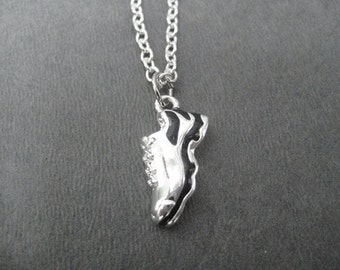 Silver Plated and Black Enamel JUST RUN Necklace - Running Necklace on 18 inch silver plated chain - Running Jewelry