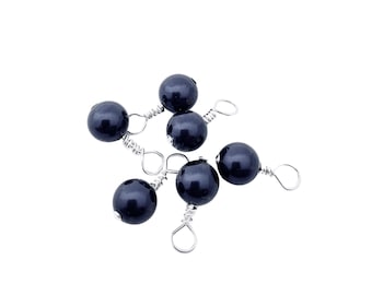 ONE (1) 6mm Round Crystal Pearl Sterling Silver Wrapped Charm to your Necklace