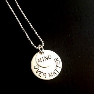 MIND OVER MATTER Sterling Silver Double Pendant Necklace - 16, 18 or 20 inch Sterling Silver Ball Chain - New Year's Resolution - Inspire