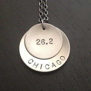 CELEBRATE YOUR RACE Round Necklace - Wearable Race Medal - Custom Personalized Running Necklace Gunmetal chain - Runner Race Medal Jewelry