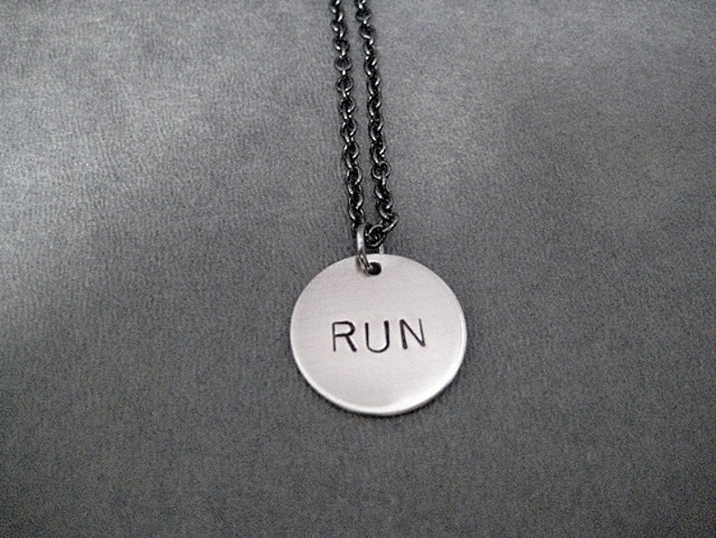 RUN Round Pendant Necklace Running Necklace with Round Run Etsy