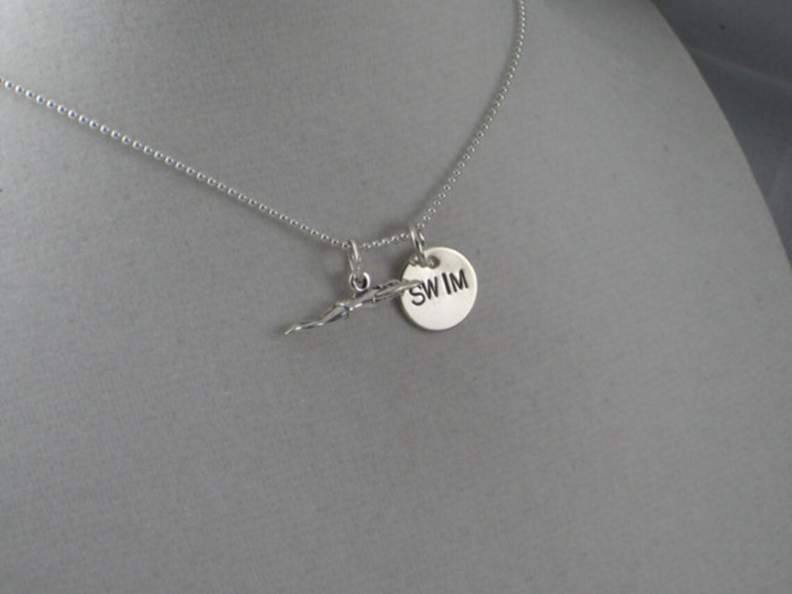 SWIM GIRL SWIM Sterling Silver Swimming Jewelry 16 18 or Etsy