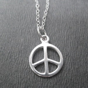 PEACE Necklace 18 inch all Sterling Silver - Peace Jewelry - Peace Necklace - Tiny Peace Symbol