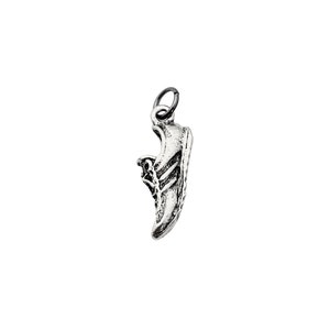 Pewter RUNNING SHOE Charm - ONE (1) Pewter Running Shoe Charm - Run Shoe Charm - 8mmx22mmx3mm 3D Thin Side View Detailed Runner Shoe Charm