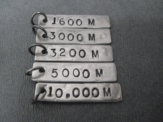 RUN TRACK 3000 METER Necklace - Running Necklace on Gunmetal Chain - 3k ...