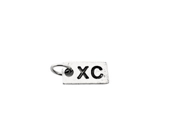 XC Cross Country Pewter Pendant - ONE (1) Pewter Add on Charm with Stainless Steel Jump Ring - XC - Cross Country Charm - Xc Team Gift