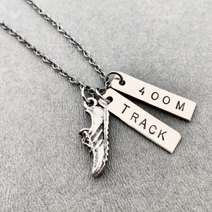 RUN TRACK 400 METER Necklace Track Running Necklace on Gunmetal chain Track Jewelry 400m 400 m 400 meters Track Jewelry image 2