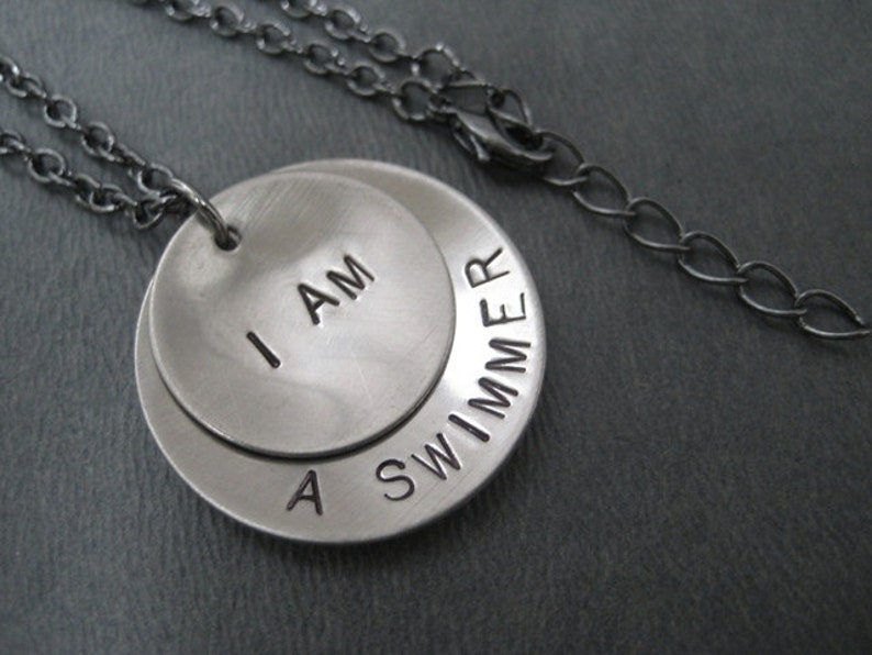I AM a SWIMMER Necklace Swimming Necklace on Gunmetal Chain Etsy