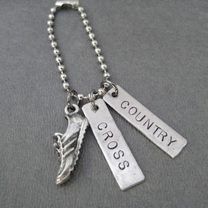 CROSS COUNTRY - Run Cross Country Key Chain - Ball Chain or Key Ring - Running Key Chain - Cross Country Key Chain - Cross Country Bag Tag