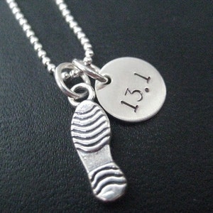 RUN 13.1 Running Shoe Sterling Silver Necklace - 16, 18 or 20 inch - Shoe Print or Running Shoe - Half Marathon Necklace - Run 13 point 1