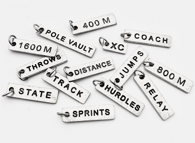 ONE Pewter Track DISTANCE or EVENT Pendant Only 400m, 800m, 1600m, Sprints, Relay, Hurdles, Distance, Jumps, Throws, Pole Vault, Coach, Xc image 2