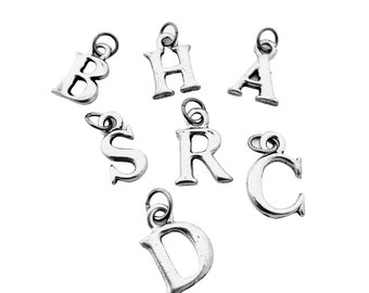 ONE (1) Pewter INITIAL Charm - Add an Initial Charm to your Necklace or Wrap Bracelet or Ornament - Small Pewter Initial