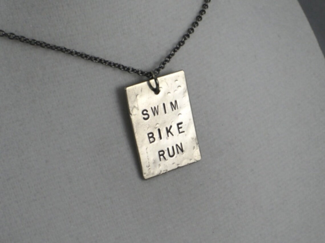 Triathlon Necklace SWIM BIKE RUN Necklace Triathlon Jewelry | Etsy