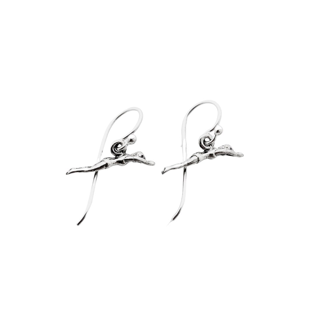 SWIMMER Earrings Swimmer Girl Sterling Silver Swimming Earrings Swim